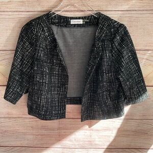 Calvin Klein Textured Black and White Cropped Blazer